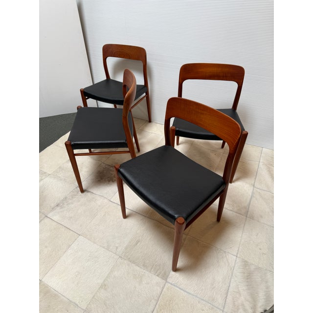 Niels Otto Møller for J. L. Møllers Model 75 Teak Side Chairs, Set of Four For Sale - Image 11 of 12