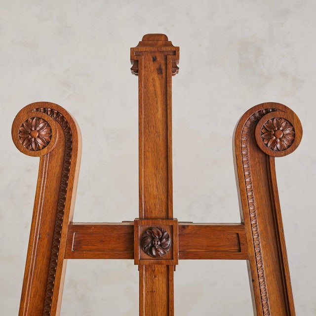 Brown Monumental Antique French Wooden Easel For Sale - Image 8 of 11