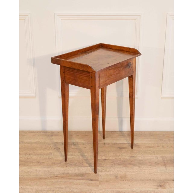 19th Century Louis XVI–Style Walnut Side Table with Gallery Top, France For Sale - Image 4 of 10