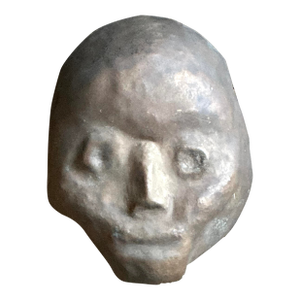 Vintage Hammered Z Bronze Death Mask Wall Sculpture