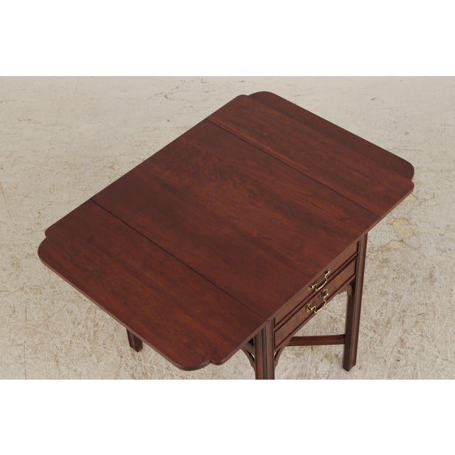 Henkel Harris Cherry 2 Drawer Drop Leaf Table For Sale - Image 10 of 15
