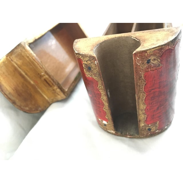 Antique Wooden Red and Gold Game Box For Sale - Image 4 of 8