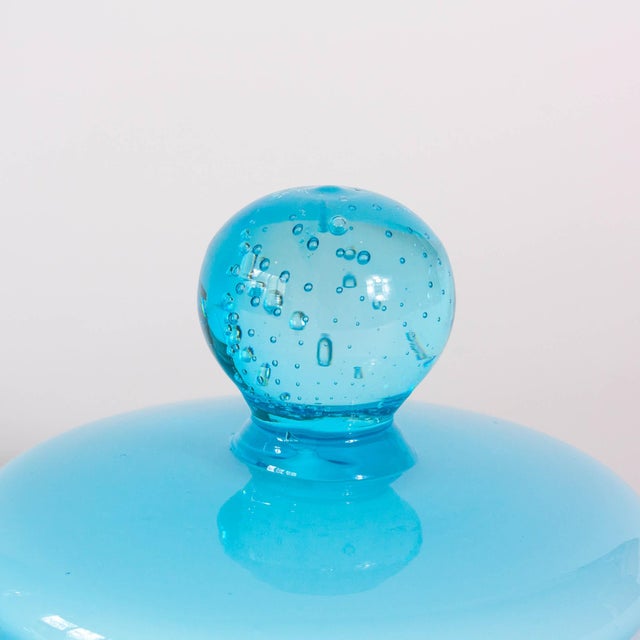 Portuguese Light Blue Opaline Jar, 1960s For Sale - Image 13 of 15