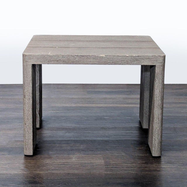 Modern Restoration Hardware Matira Modern Gray Wood Outdoor Side Table For Sale - Image 3 of 6