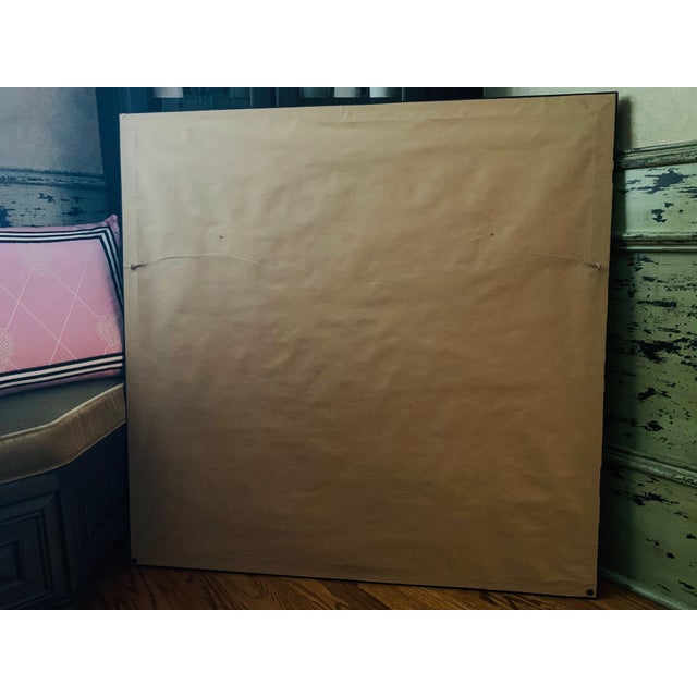 This elegant Hermes "Au Pays de Cocagne" silk scarf is mounted in a black painted frame with black and gold matting. The...