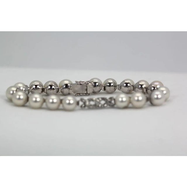 Akoya Pearl Bracelet With Diamonds For Sale In Los Angeles - Image 6 of 9