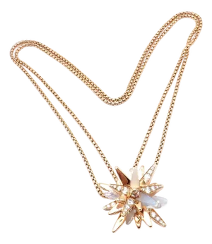 Cartier Rose Gold Limited Edition Diamond Mop Meterore Fractal Pendant Necklace