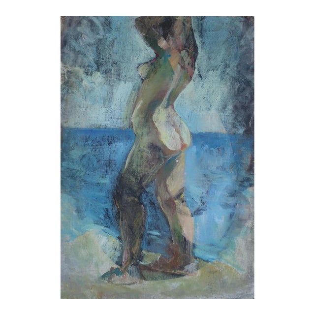 Vintage Nude Art Oil Painting, Nude Woman Figure, Soviet Ukrainian Art 48-34 For Sale