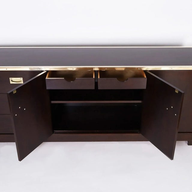 Mid-Century Campaign Style Long Chest or Cabinet For Sale In West Palm - Image 6 of 10