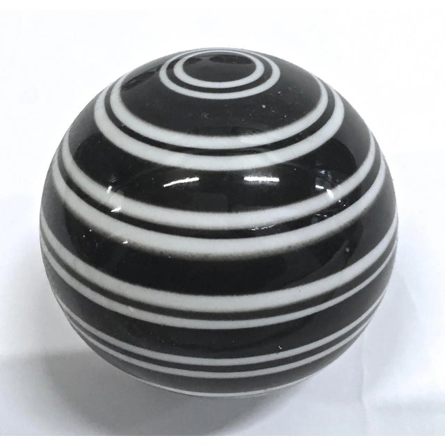 Vintage Ceramic Black/White Stripe Balls, S/4 For Sale - Image 4 of 6