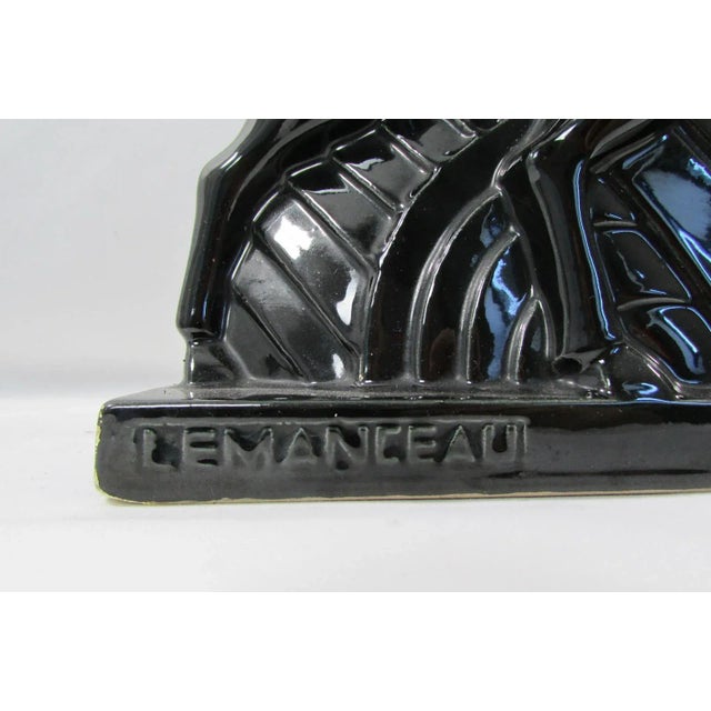 Black Ceramic Antelopes Sculpture by Lemanceau for Saint Clément, 1920s For Sale - Image 3 of 10