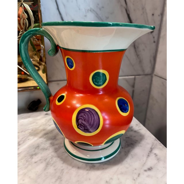 Art Deco 1930s Lostro Czechoslovakian Hand Painted Pitcher For Sale - Image 3 of 8