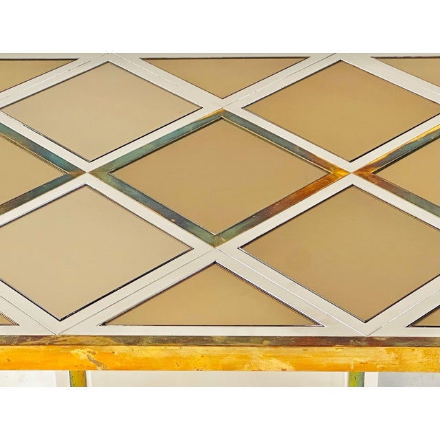 Romeo Rega for Metalarte Brass Chrome Mirror Coffee Table, Italy 1970 For Sale In Chicago - Image 6 of 6