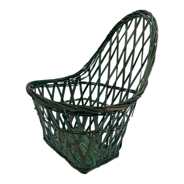 Vintage Green Basket For Sale