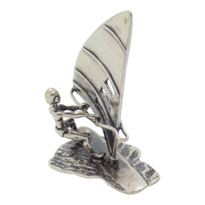 Vintage Italian Handmade Genuine Silver Windsurf & Windsurfer Large Solid Figurine Miniature