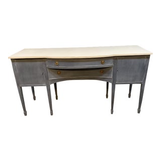 Baker Vintage Painted Buffet Sideboard Server Denim White Wash Cottage Design For Sale