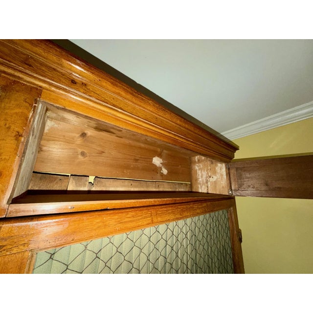 17th Century Bolognese Walnut Bookcase With Original Wire, Fabric Panels, Hidden Compartments & Working Locks For Sale - Image 9 of 14