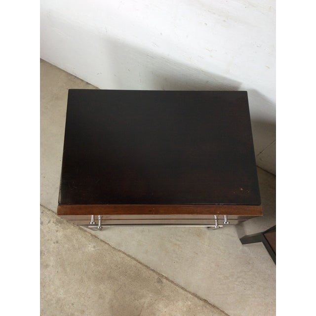 American of Martinsville 1970s Pair of Mid Century Modern Two Drawer Nightstands With Chrome Accents For Sale - Image 4 of 18