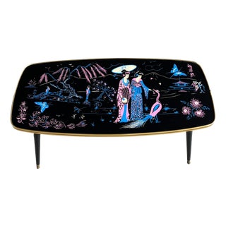 French Table with Japanese Scenes, 1950s For Sale