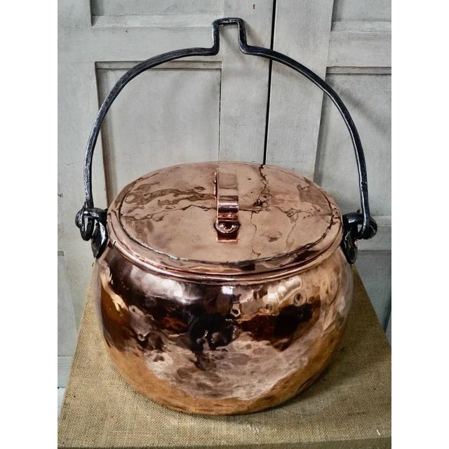 Metal Victorian Polished Copper & Iron Cooking Pot For Sale - Image 7 of 14