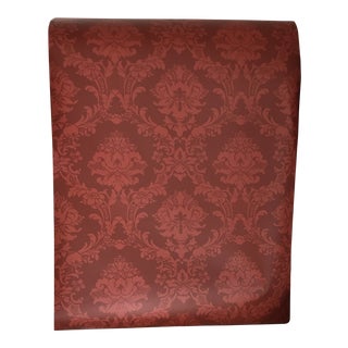 Norwall Red Damask Wallpaper Rolls - Set of 10 For Sale