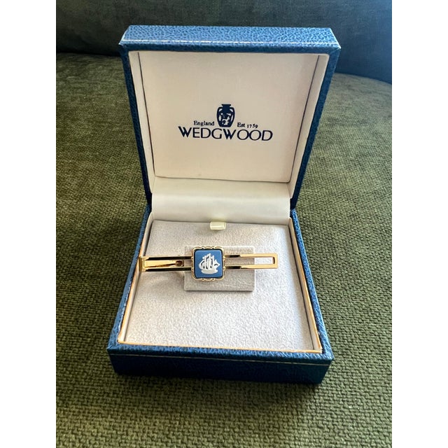 Vintage Royal British “Wedgwood” Jasper ware Gold Plate Tie Clip Circa 1980 For Sale - Image 9 of 12