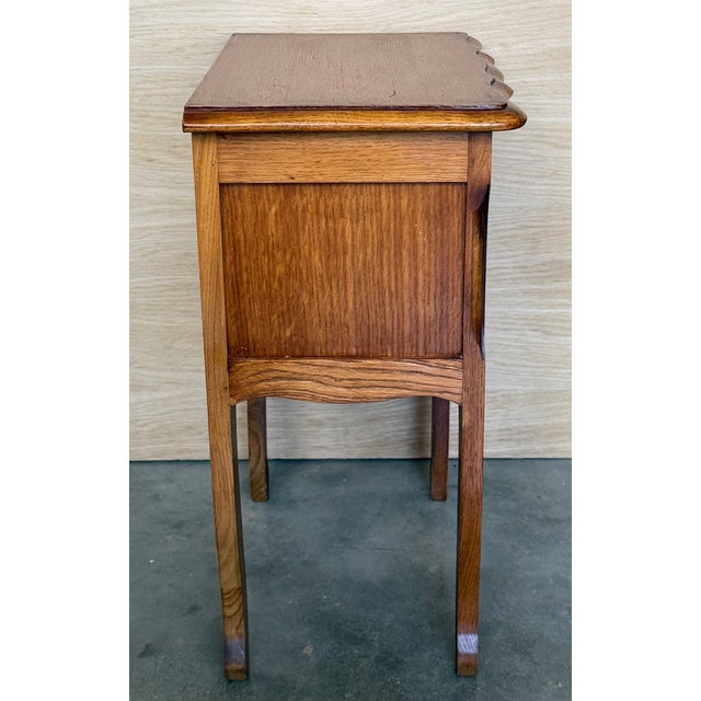 Wood A Pair of Oak Nightstands Tables With Drawer and Open Shelf, 1940 For Sale - Image 7 of 18