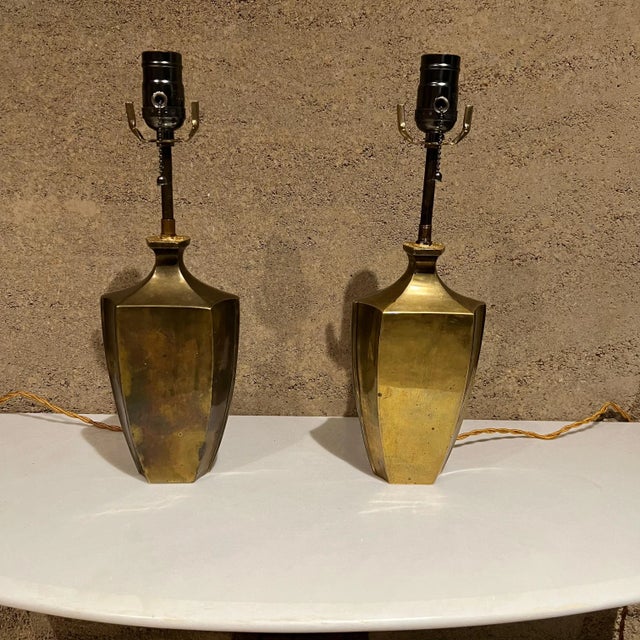 Metal 1950s French Table Lamps in Bronze, Made in France - a Pair For Sale - Image 7 of 13