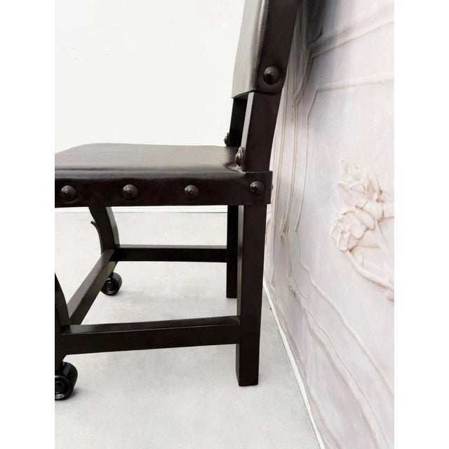 Oxblood Red Set of 12 Monumental Spanish Colonial Revival Leather Dining Chairs For Sale - Image 8 of 14