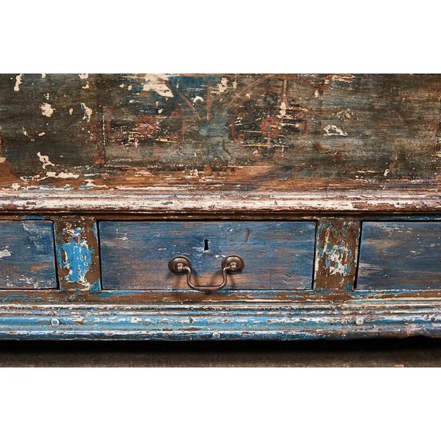 Blue Early 18th Century Pennsylvania Blanket Box/ Dowry Chest For Sale - Image 8 of 9
