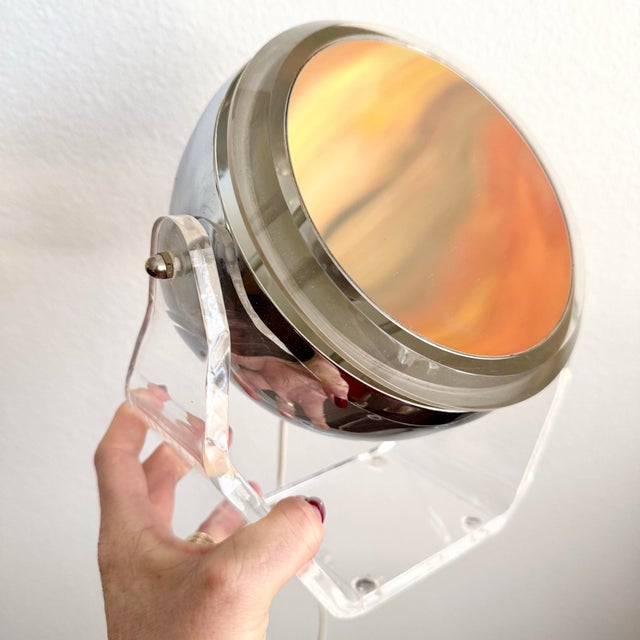 Vintage Modern Rialto Vanity Mirror Light Lucite & Chrome Eye Ball MCM 1970s For Sale In Palm Springs - Image 6 of 11