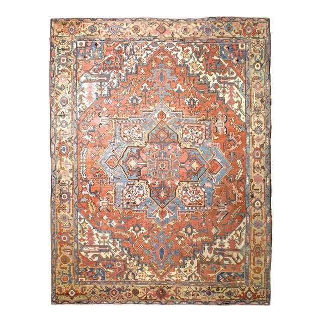 Antique Persian Serapi Rug 9’4” X 12’4” For Sale