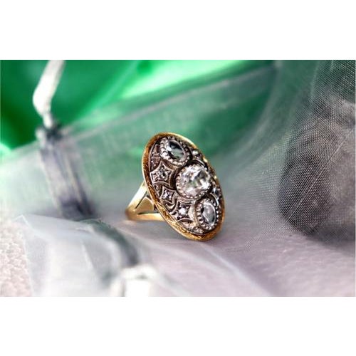 Gold and Silver Ring with Zirconias For Sale - Image 4 of 8