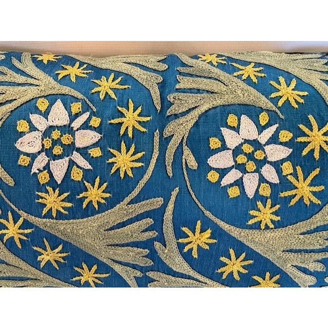 Boho Chic Intricate Embroidered Silk Pillow For Sale - Image 3 of 3