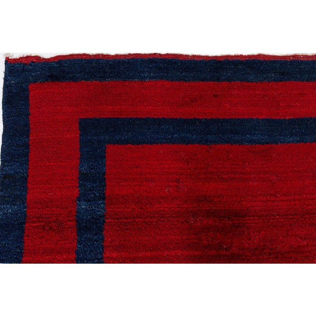 Doris Leslie Blau Vintage French Art Deco Geometric Crimson Hand-Knotted Runner For Sale - Image 4 of 7