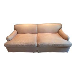 Late 20th Century Transitional Cream Linen Todd Hase Sofa For Sale