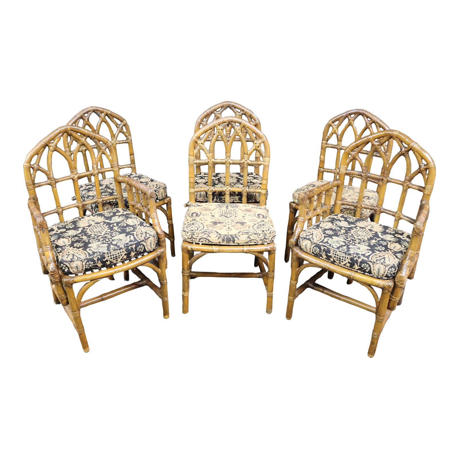 Mid 20th Century McGuire Bamboo Style Dining Chairs Set of 6 Chairish