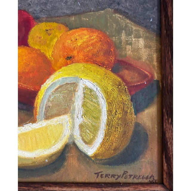 Vintage 1965 Impressionist Still Life Oil Painting of Fruit For Sale In Philadelphia - Image 6 of 7