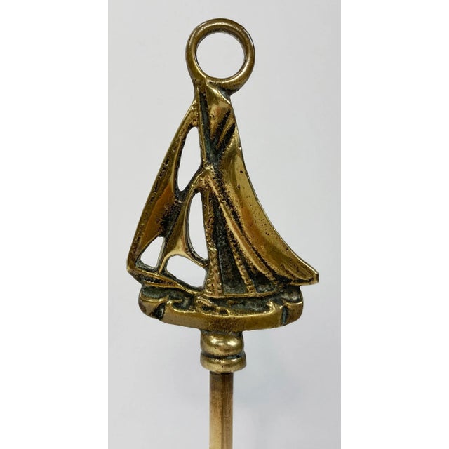 Early 20th Century Retractable Brass Ship Motif Fireplace Brush For Sale - Image 4 of 6