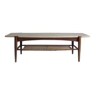 1960s Danish Modern Travertine Top Coffee Table by Dux For Sale