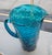 Vintage vibrant Peacock Blue pitcher. Crackle glass just adds to the beauty with all that texture.Makes a fabulous vase as...