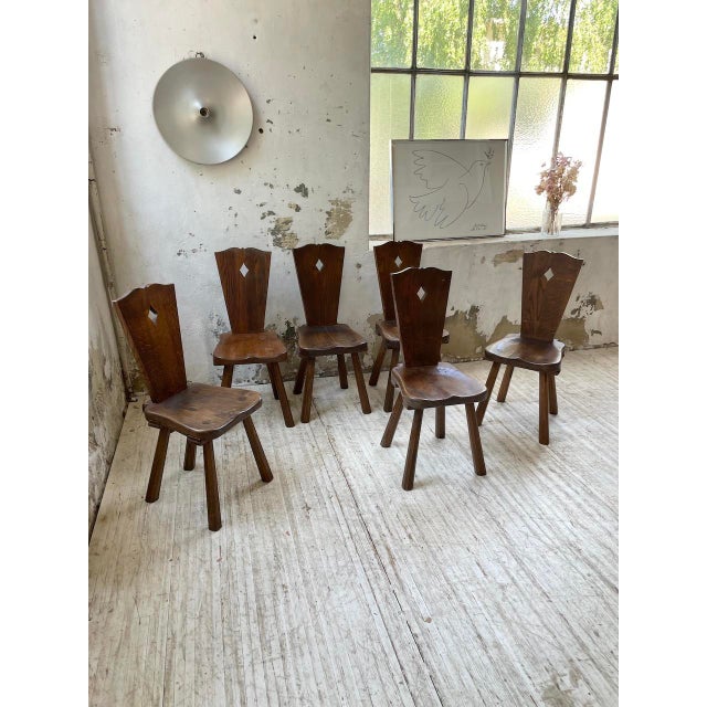 Vintage Oak Folk Art Chairs, 1950s, Set of 6 For Sale - Image 10 of 18