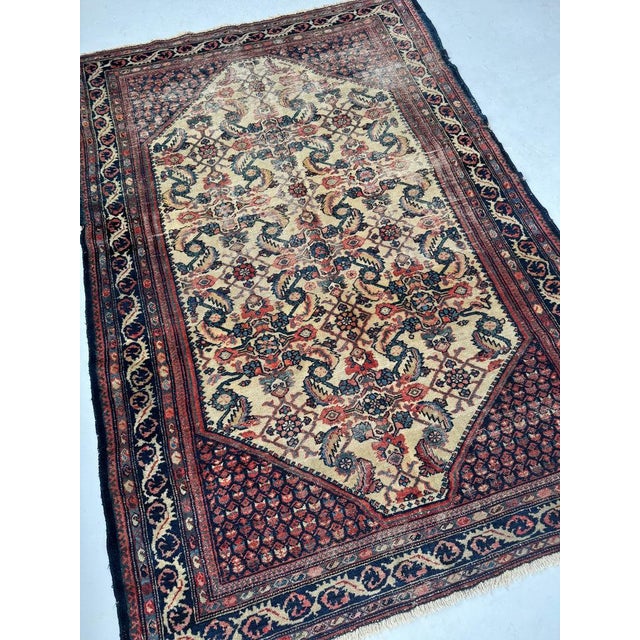 1920s 1920s Water Garden in Creamy Buttery Honey-Beige Rug 4.8 x 6.8 For Sale - Image 5 of 11