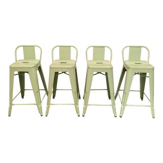Tolix Style Mint Green Counter Stools- Set of 4 For Sale