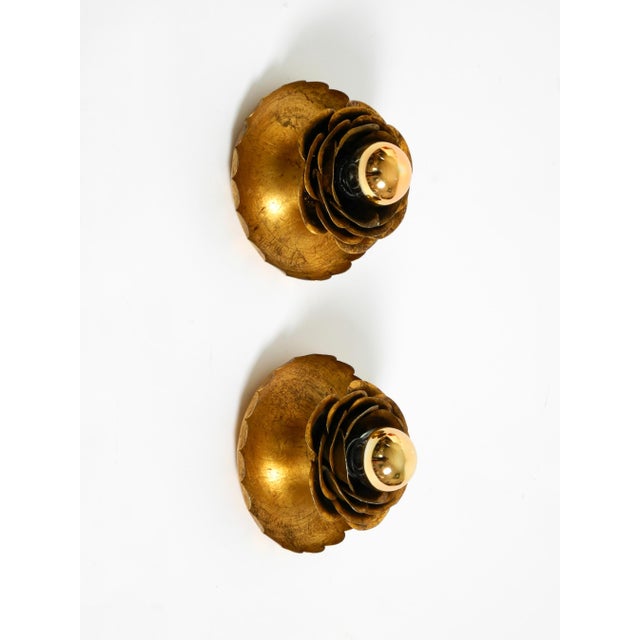 Gilt Water Lily Wall Lamps from Banci Firenze, Italy, 1960s, Set of 2 For Sale - Image 9 of 15