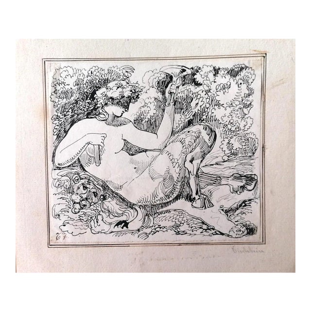 Unknown - the Satyr - Original China ink - 1880s For Sale
