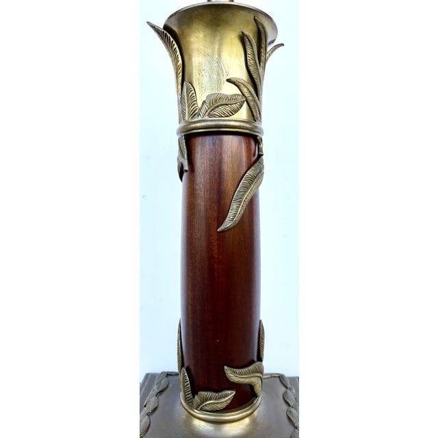 Massive Brass & Wood Colonial Style Table Lamp For Sale - Image 9 of 12