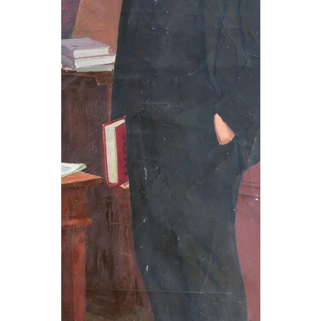 Original Oil Painting: Vladimir Lenin Portrait, Soviet Ukrainian Art 198-124 For Sale - Image 6 of 6