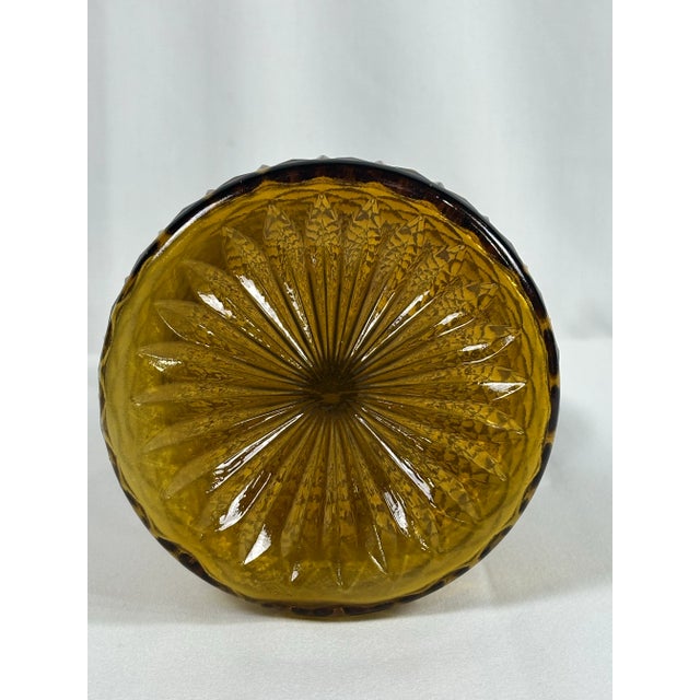 Traditional Antique Diamond Point Amber Glass Ewer Style Pitcher Pewter Lid & Handle-Rare! For Sale - Image 3 of 8