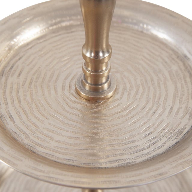 Kenneth Ludwig Chicago Hammered Em Dash 3 Tiered Service Tray For Sale - Image 4 of 6